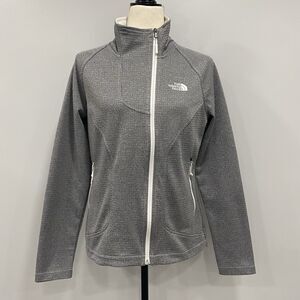 The North Face Women’s M Needit Gray Fleece Waffle Knit Full Zip Jacket Outdoor